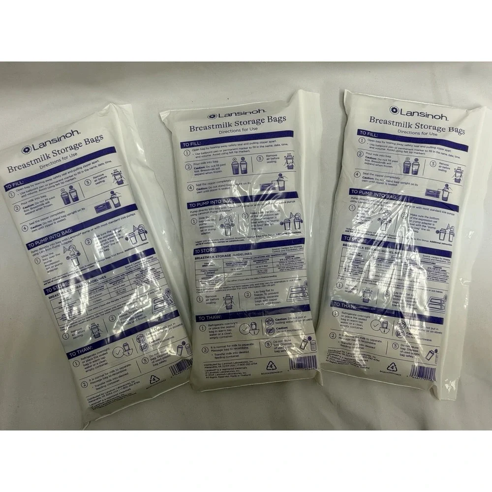New Lansinoh Breastmilk Storage Bags 147 bags BPA free Freezer Safe 6 oz